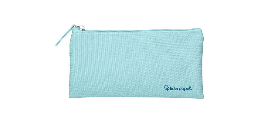 Estuche portatodo liderpapel plano ancho una cremallera 200x100 mm azul celeste