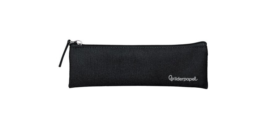 Estuche portatodo liderpapel plano estrecho una cremallera 200x60 mm negro