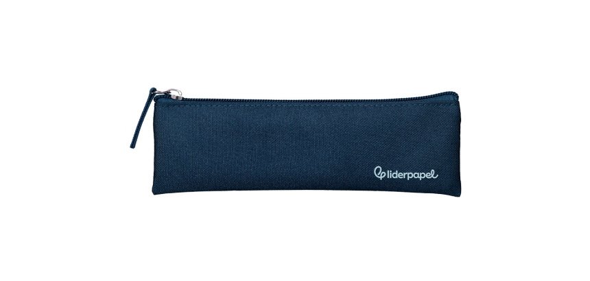 Estuche portatodo liderpapel plano estrecho una cremallera 200x60 mm azul marino