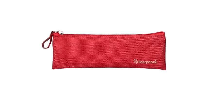 Estuche portatodo liderpapel plano estrecho una cremallera 200x60 mm rojo