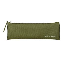 Estuche portatodo liderpapel plano estrecho una cremallera 200x60 mm verde militar