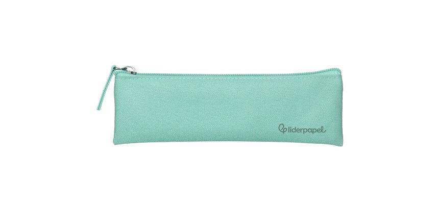 Estuche portatodo liderpapel plano estrecho una cremallera 200x60 mm verde manzana