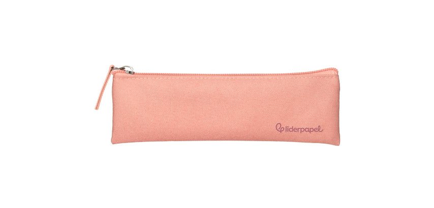Estuche portatodo liderpapel plano estrecho una cremallera 200x60 mm rosa