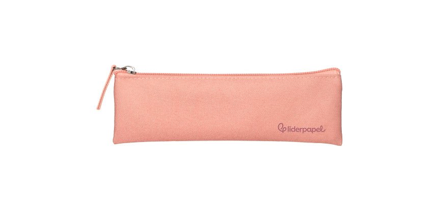 Estuche portatodo liderpapel plano estrecho una cremallera 200x60 mm rosa