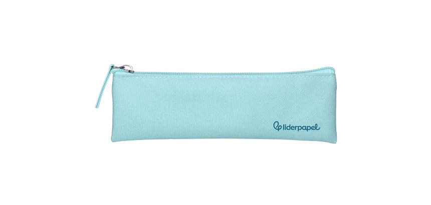 Estuche portatodo liderpapel plano estrecho una cremallera 200x60 mm azul celeste