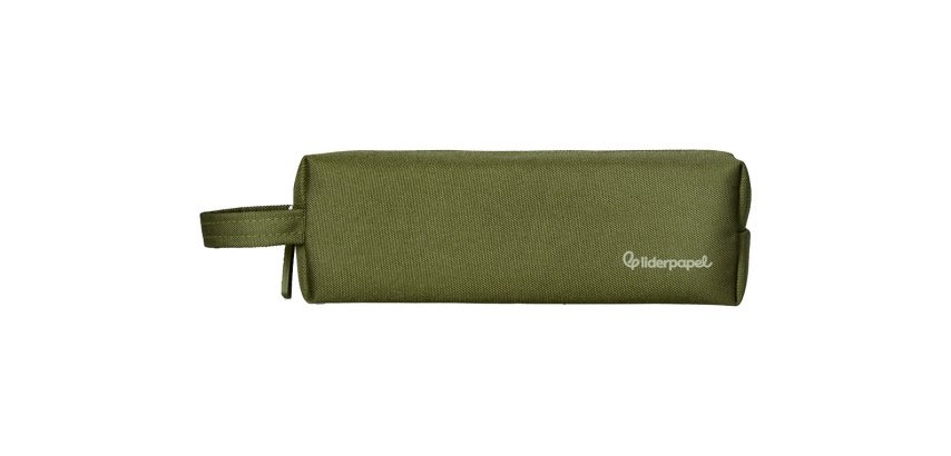 Estuche portatodo liderpapel classic rectangular con asa 210x70mm verde militar