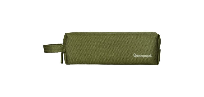 Estuche portatodo liderpapel classic rectangular con asa 210x70mm verde militar