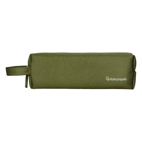 Estuche portatodo liderpapel classic rectangular con asa 210x70mm verde militar