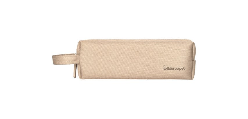 Estuche portatodo liderpapel classic rectangular con asa 210x70mm crema