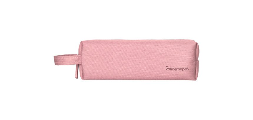 Estuche portatodo liderpapel classic rectangular con asa 210x70mm rosa