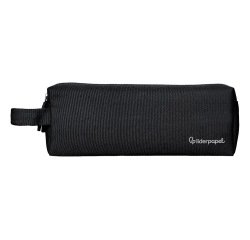 Estuche portatodo liderpapel classic rectangular con asa 2 cremalleras 210 x80mm negro