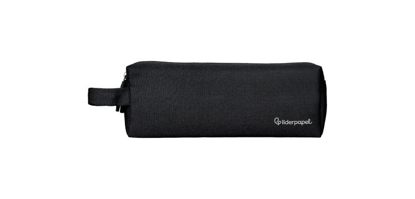Estuche portatodo liderpapel classic rectangular con asa 2 cremalleras 210 x80mm negro