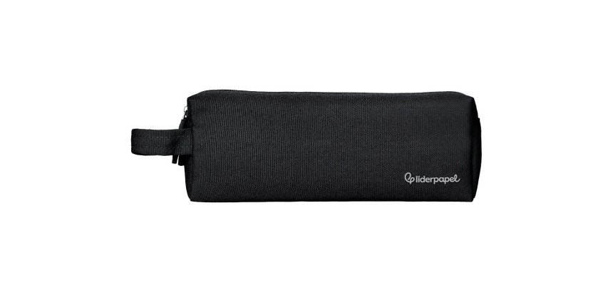 Estuche portatodo liderpapel classic rectangular con asa 2 cremalleras 210 x80mm negro