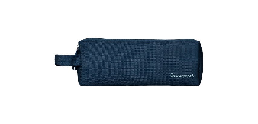 Estuche portatodo liderpapel classic rectangular con asa 2 cremalleras 210 x80mm azul marino