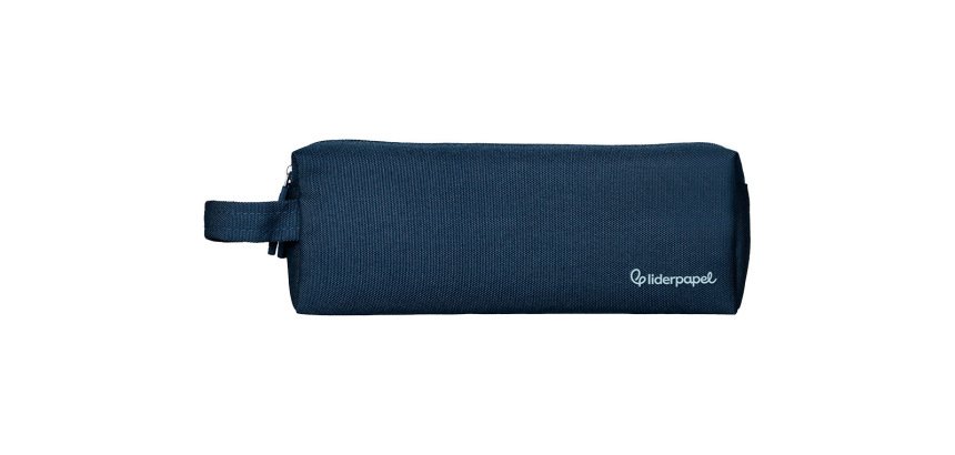 Estuche portatodo liderpapel classic rectangular con asa 2 cremalleras 210 x80mm azul marino