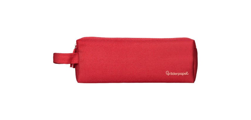 Estuche portatodo liderpapel classic rectangular con asa 2 cremalleras 210 x80mm rojo