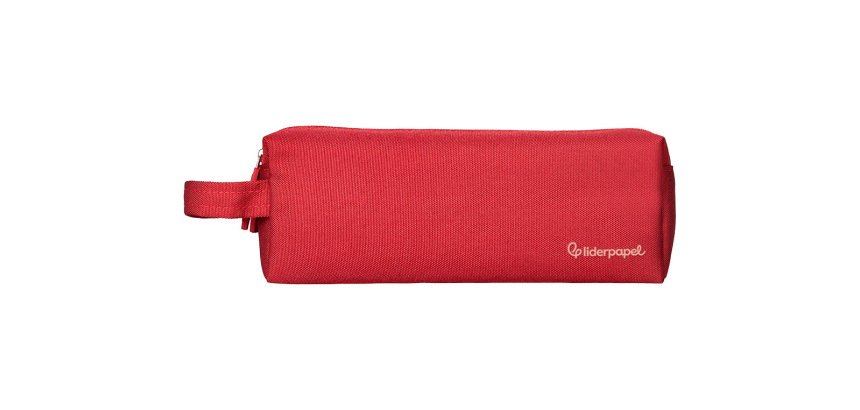 Estuche portatodo liderpapel classic rectangular con asa 2 cremalleras 210 x80mm rojo