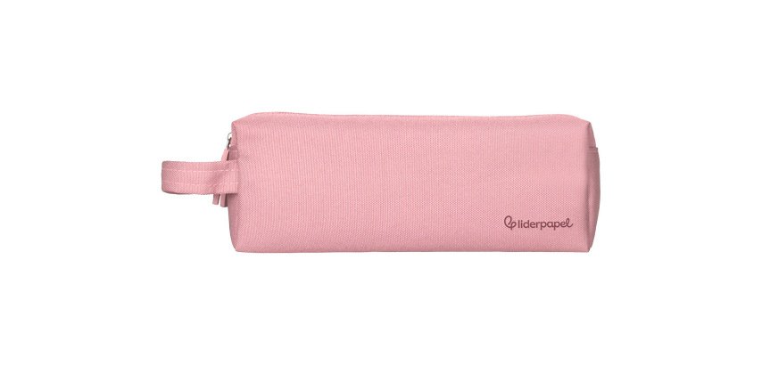 Estuche portatodo liderpapel classic rectangular con asa 2 cremalleras 210 x80mm rosa