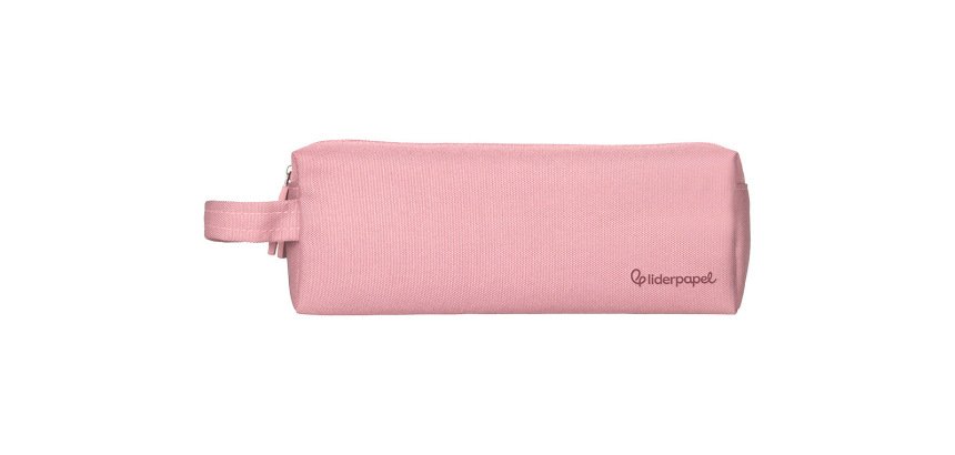 Estuche portatodo liderpapel classic rectangular con asa 2 cremalleras 210 x80mm rosa