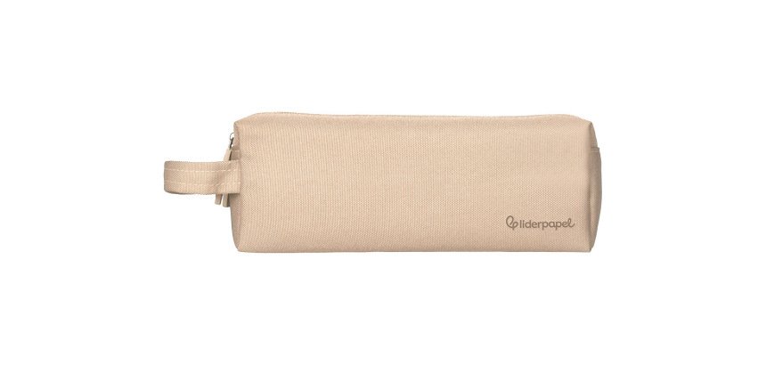 Estuche portatodo liderpapel classic rectangular con asa 2 cremalleras 210 x80mm crema