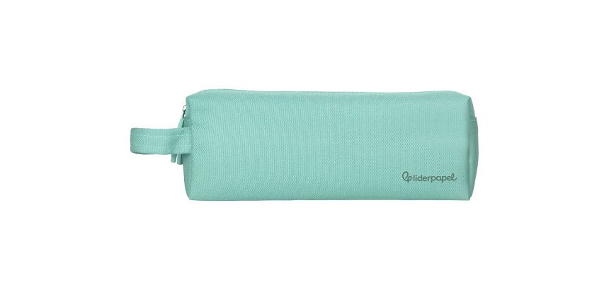 Estuche portatodo liderpapel classic rectangular con asa 2 cremalleras 210 x80mm verde manzana