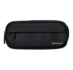 Estuche portatodo liderpapel classic ovalado 2 cremalleras con bolsillo delantero 210x90mm negro