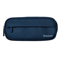 Estuche portatodo liderpapel classic ovalado 2 cremalleras con bolsillo delantero 210x90mm azul marino