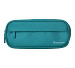 Estuche portatodo liderpapel classic ovalado 2 cremalleras con bolsillo delantero 210x90mm azul turquesa