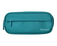 Estuche portatodo liderpapel classic ovalado 2 cremalleras con bolsillo delantero 210x90mm azul turquesa