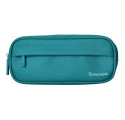 Estuche portatodo liderpapel classic ovalado 2 cremalleras con bolsillo delantero 210x90mm azul turquesa