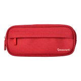 Estuche portatodo liderpapel classic ovalado 2 cremalleras con bolsillo delantero 210x90mm rojo