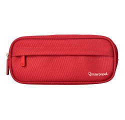 Estuche portatodo liderpapel classic ovalado 2 cremalleras con bolsillo delantero 210x90mm rojo