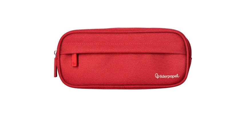 Estuche portatodo liderpapel classic ovalado 2 cremalleras con bolsillo delantero 210x90mm rojo