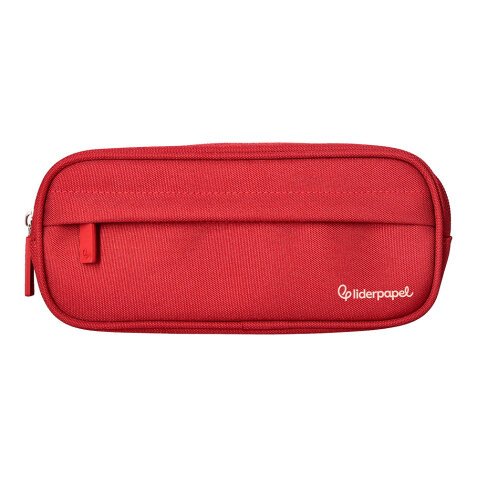 Estuche portatodo liderpapel classic ovalado 2 cremalleras con bolsillo delantero 210x90mm rojo