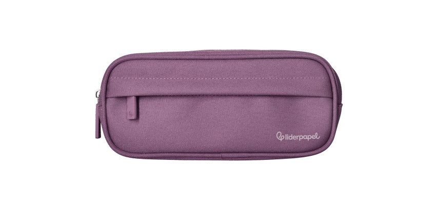 Estuche portatodo liderpapel classic ovalado 2 cremalleras con bolsillo delantero 210x90mm morado empolvado