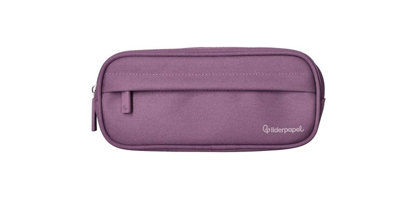 Estuche portatodo liderpapel classic ovalado 2 cremalleras con bolsillo delantero 210x90mm morado empolvado