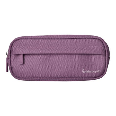 Estuche portatodo liderpapel classic ovalado 2 cremalleras con bolsillo delantero 210x90mm morado empolvado