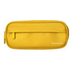 Estuche portatodo liderpapel classic ovalado 2 cremalleras con bolsillo delantero 210x90mm amarillo