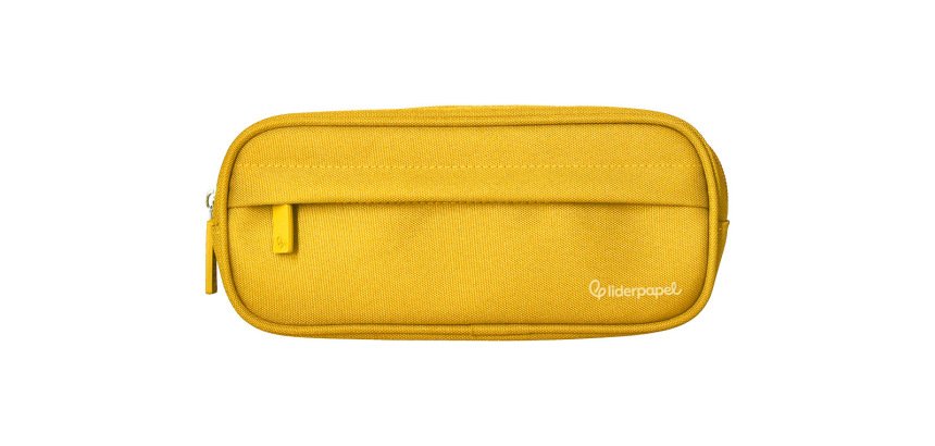 Estuche portatodo liderpapel classic ovalado 2 cremalleras con bolsillo delantero 210x90mm amarillo