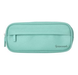 Estuche portatodo liderpapel classic ovalado 2 cremalleras con bolsillo delantero 210x90mm verde manzana