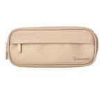 Estuche portatodo liderpapel classic ovalado 2 cremalleras con bolsillo delantero 210x90mm crema