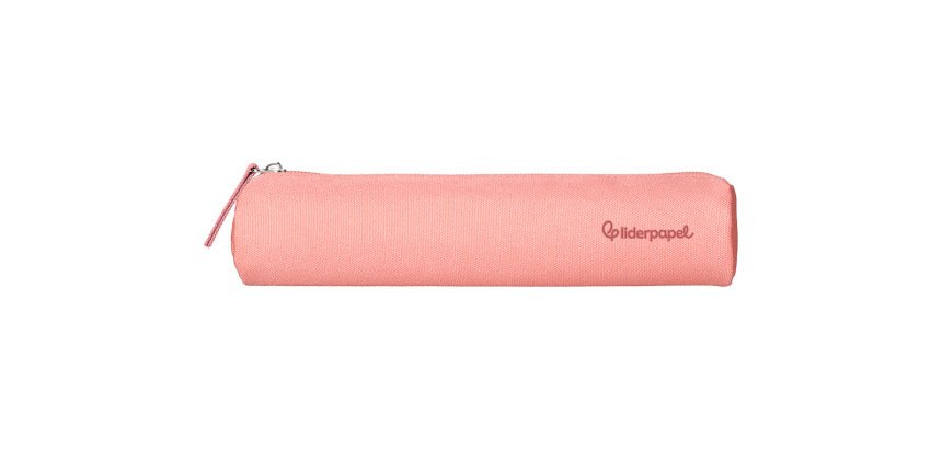 Estuche portatodo liderpapel slim cilindrico 220x45mm rosa