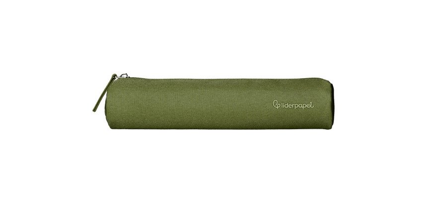 Estuche portatodo liderpapel slim cilindrico 220x45mm verde militar