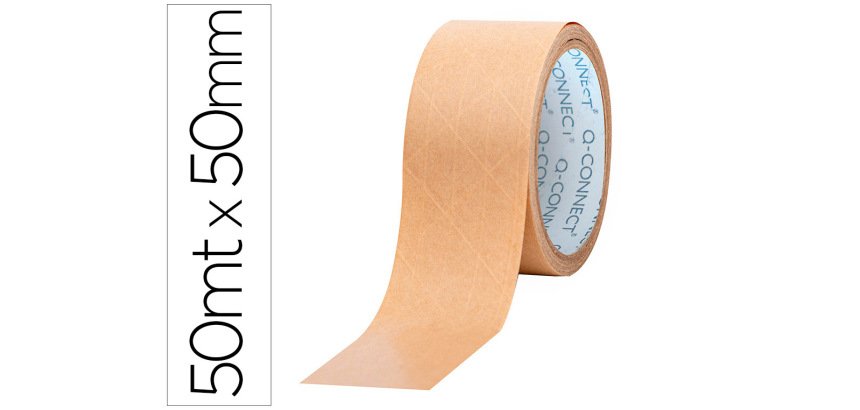 Cinta adhesiva q-connect kraft reforzado 50 m x 50 mm para embalaje