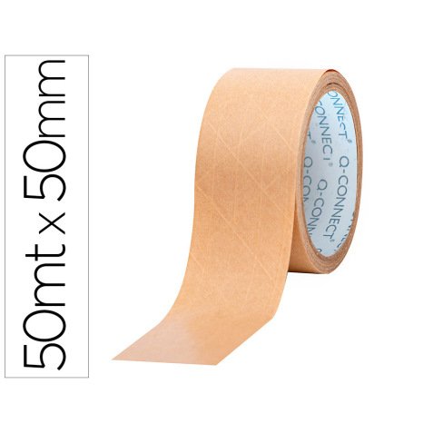 Cinta adhesiva q-connect kraft reforzado 50 mt x 50 mm para embalaje