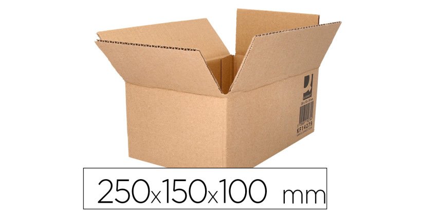 Caja para embalar q-connect americana carton reciclado canal simple 5 mm color kraft 250x150x100 mm