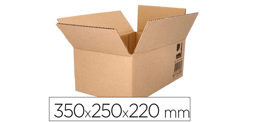 Caja para embalar q-connect americana carton reciclado canal simple 5 mm color kraft 350x250x220 mm