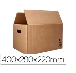 Caja para embalar q-connect americana con asas carton reciclado canal simple 5 mm color kraft 400x290x220 mm