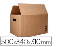 Caja para embalar q-connect americana con asas carton reciclado canal simple 5 mm color kraft 500x340x310 mm