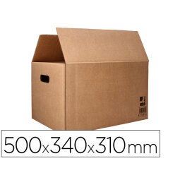 Caja para embalar q-connect americana con asas carton reciclado canal simple 5 mm color kraft 500x340x310 mm